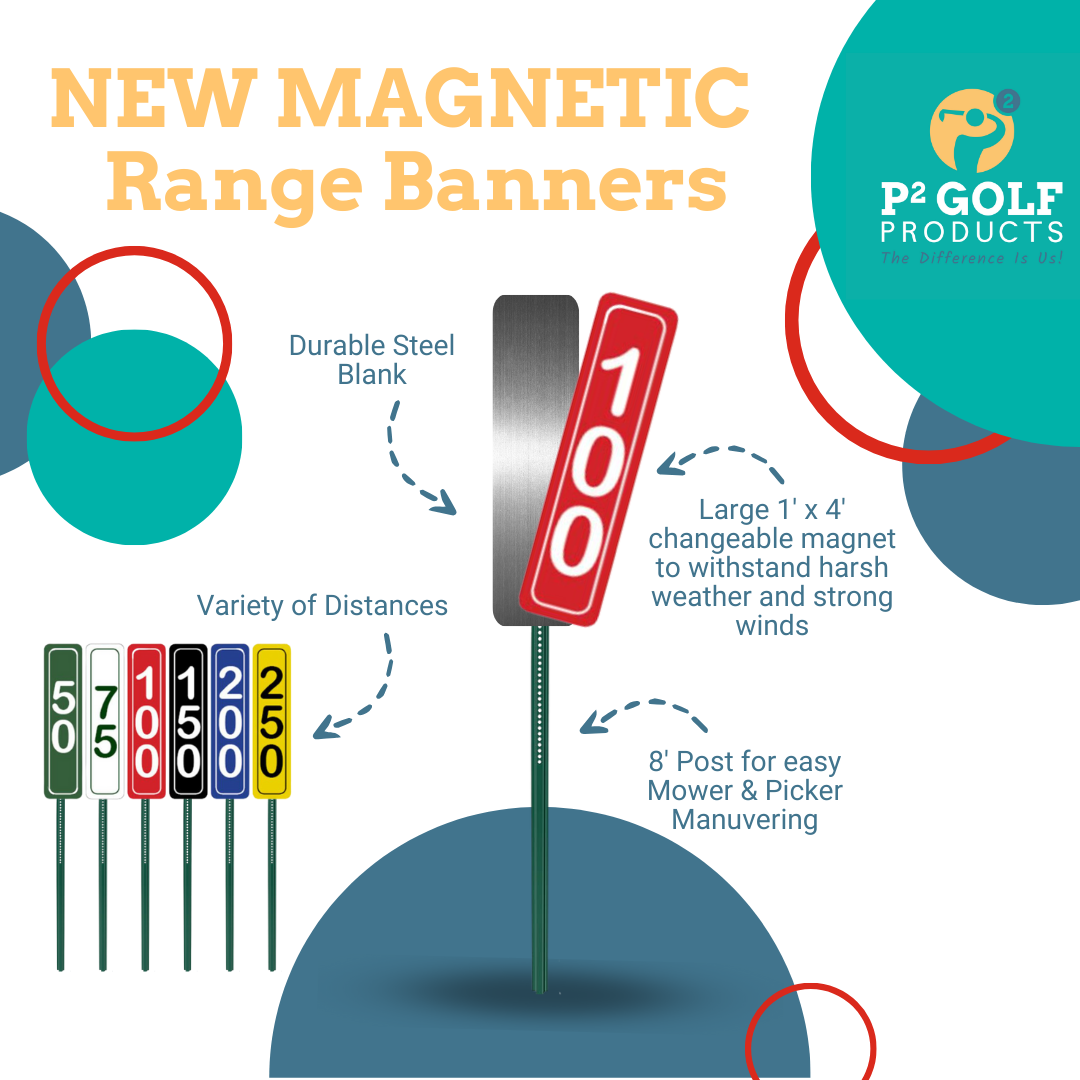 Unveiling the Magnetic Magic with P2 Golf Products' NEW magnetic golf driving range distance markers! Experience the durability and visual appeal today.