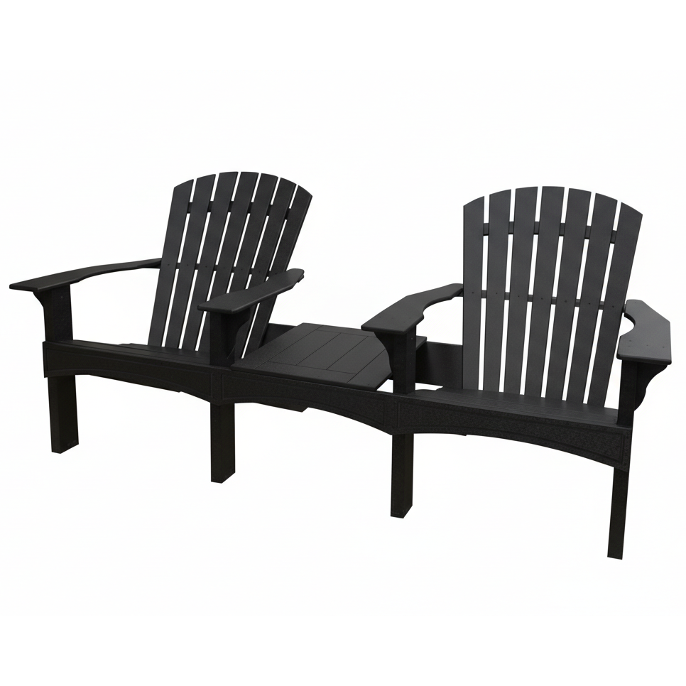 Double Adirondack Chair with Built-In Table | Recycled Plastic Seating