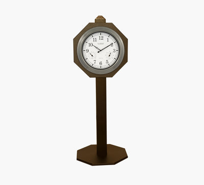 Silver Golf Course Clock on Post