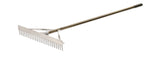 Magnum Maintenance Rake with straight-tooth head and 66-inch handle for golf course grading and leveling.