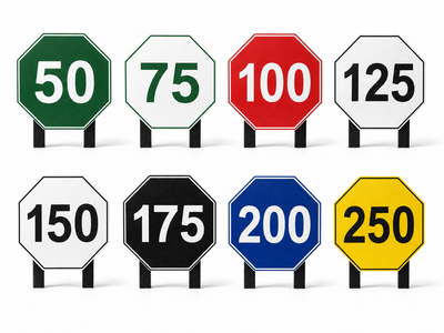 Octagon Range Distance Marker Signs